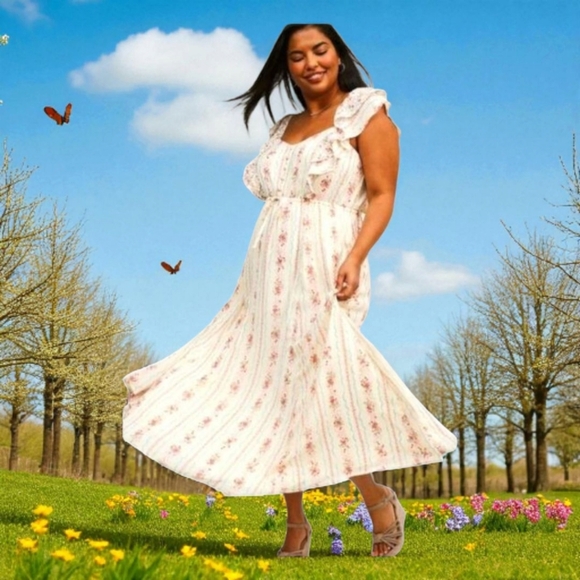 TORRID Plus Size Maxi Ruffle Floral Chiffon Dress - Picture 1 of 16